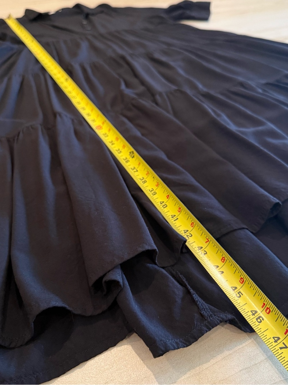NATURAL LIFE Black Tiered Midi Shirt Dress with Collar - Picture 7 of 10